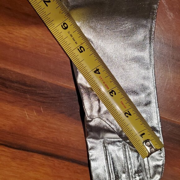 Womens Evening Bag Clutch Purse Silver Metallic + NWT Extra Long Silver Gloves - Picture 3 of 12